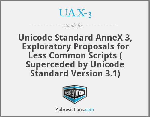 UAX-3 - Unicode Standard AnneX 3, Exploratory Proposals for Less Common Scripts ( Superceded by Unicode Standard Version 3.1)