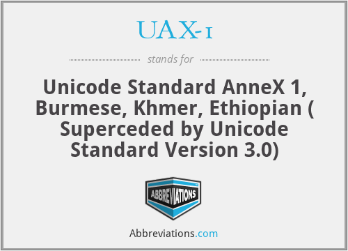 UAX-1 - Unicode Standard AnneX 1, Burmese, Khmer, Ethiopian ( Superceded by Unicode Standard Version 3.0)