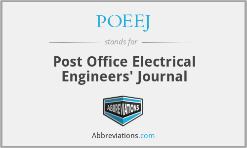 POEEJ - Post Office Electrical Engineers' Journal