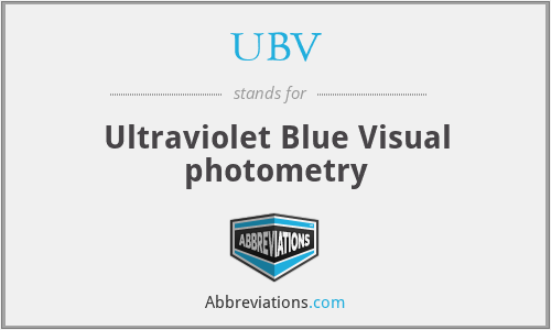 UBV - Ultraviolet Blue Visual photometry