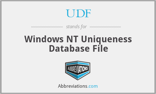 UDF - Windows NT Uniqueness Database File