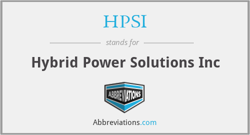 HPSI - Hybrid Power Solutions Inc