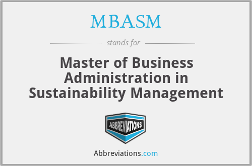 MBASM - Master of Business Administration in Sustainability Management