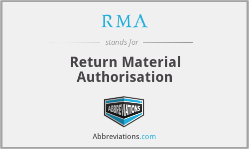 RMA - Return Material Authorisation