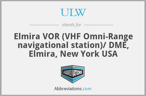 ULW - Elmira VOR (VHF Omni-Range navigational station)/ DME, Elmira, New York USA