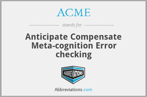 ACME - Anticipate Compensate Meta-cognition Error checking