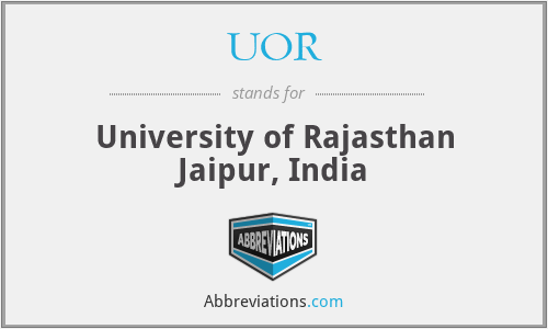 UOR - University of Rajasthan Jaipur, India