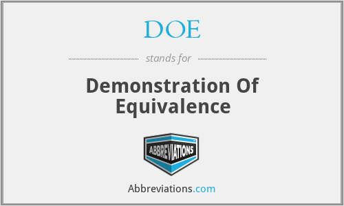 DOE - Demonstration Of Equivalence