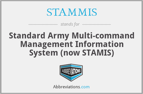 STAMMIS - Standard Army Multi-command Management Information System (now STAMIS)