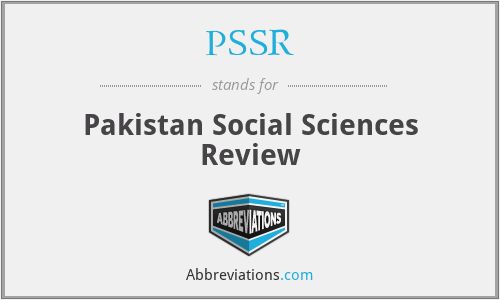 PSSR - Pakistan Social Sciences Review