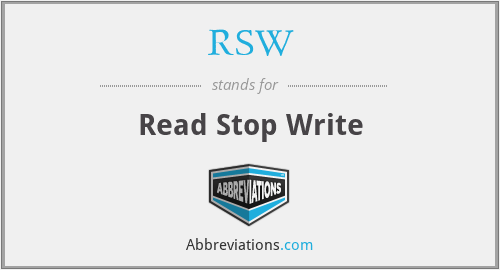 RSW - Read Stop Write