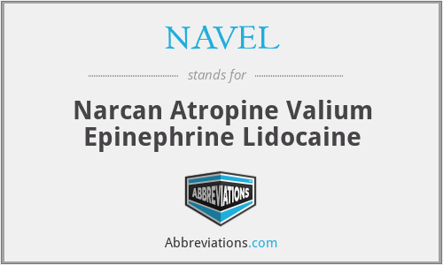 NAVEL - Narcan Atropine Valium Epinephrine Lidocaine