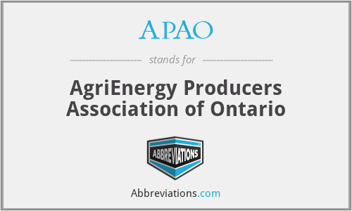 APAO - AgriEnergy Producers Association of Ontario