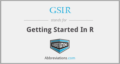 GSIR - Getting Started In R