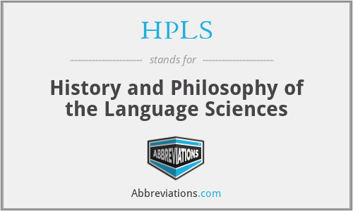 HPLS - History and Philosophy of the Language Sciences