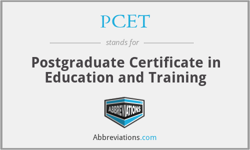 PCET - Postgraduate Certificate in Education and Training