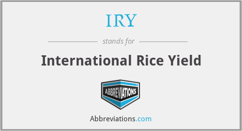 IRY - International Rice Yield