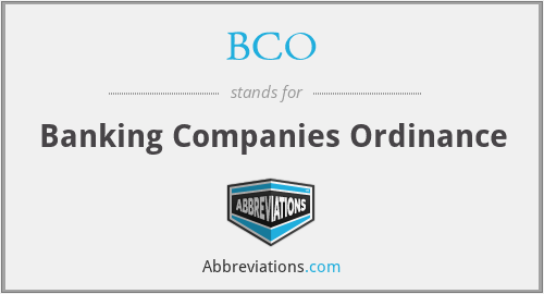 BCO - Banking Companies Ordinance