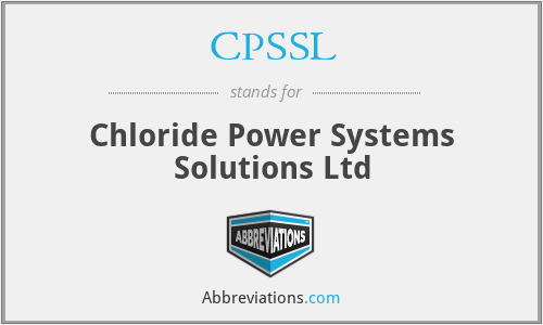 CPSSL - Chloride Power Systems Solutions Ltd