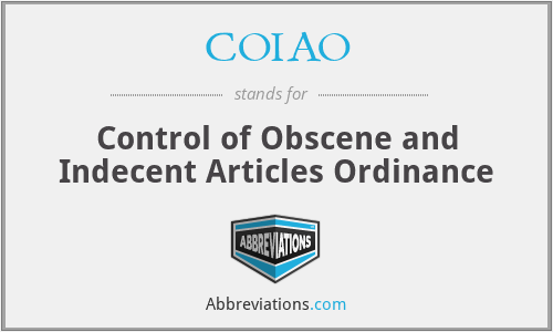 COIAO - Control of Obscene and Indecent Articles Ordinance