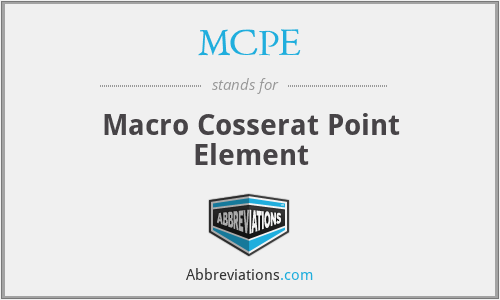 MCPE - Macro Cosserat Point Element