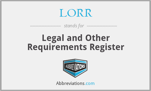 LORR - Legal and Other Requirements Register