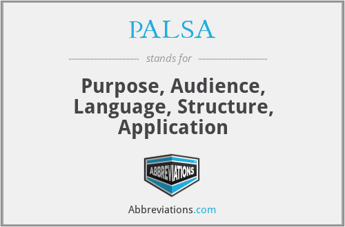 PALSA - Purpose, Audience, Language, Structure, Application