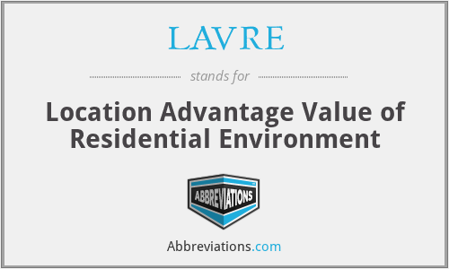LAVRE - Location Advantage Value of Residential Environment