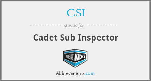CSI - Cadet Sub Inspector