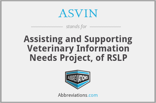 ASVIN - Assisting and Supporting Veterinary Information Needs Project, of RSLP