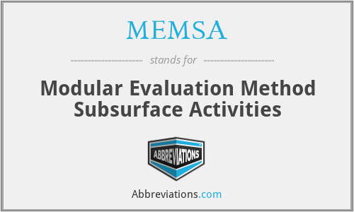 MEMSA - Modular Evaluation Method Subsurface Activities
