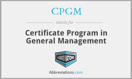 CPGM - Certificate Program in General Management