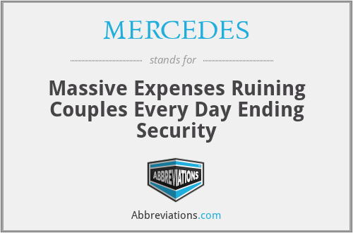 MERCEDES - Massive Expenses Ruining Couples Every Day Ending Security