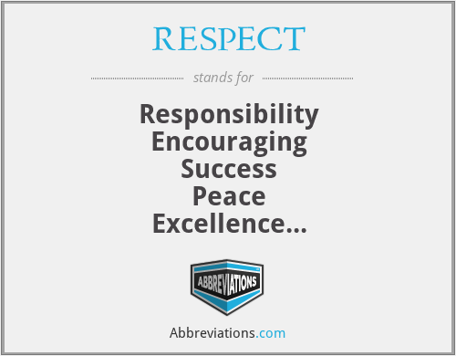 RESPECT - Responsibility
Encouraging
Success
Peace
Excellence
Caring
Thouhtful