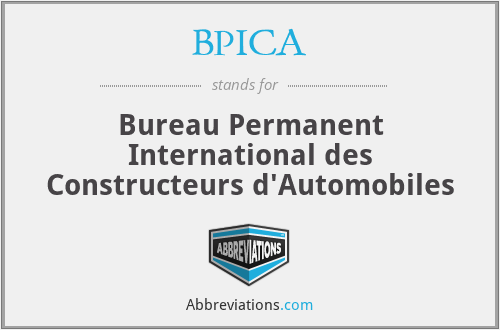 BPICA - Bureau Permanent International des Constructeurs d'Automobiles