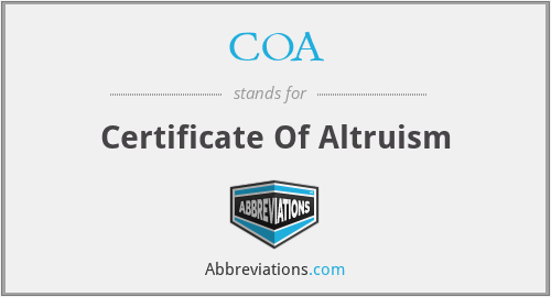 COA - Certificate Of Altruism