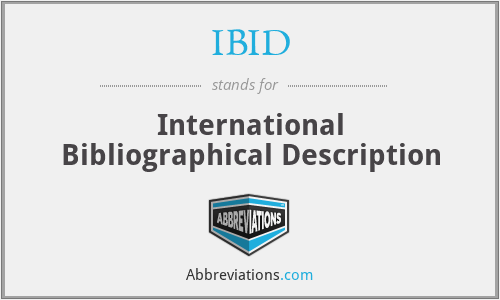 IBID - International Bibliographical Description