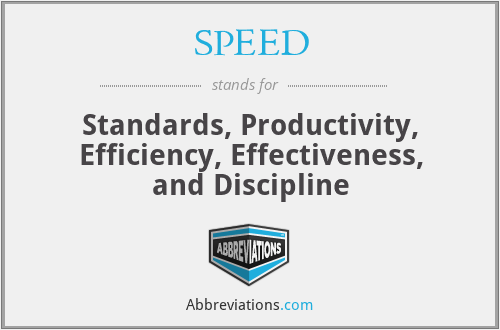 SPEED - Standards, Productivity, Efficiency, Effectiveness, and Discipline