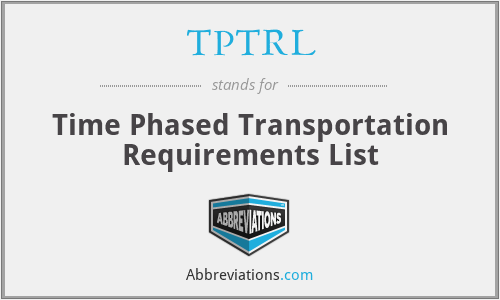 TPTRL - Time Phased Transportation Requirements List
