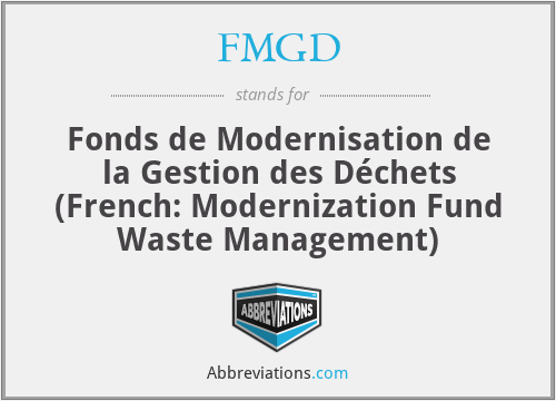 FMGD - Fonds de Modernisation de la Gestion des Déchets (French: Modernization Fund Waste Management)