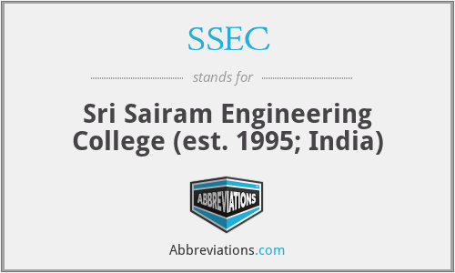SSEC - Sri Sairam Engineering College (est. 1995; India)