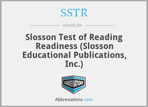SSTR - Slosson Test of Reading Readiness (Slosson Educational Publications, Inc.)