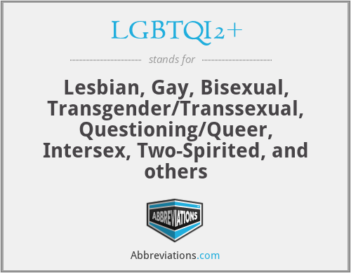 LGBTQI2+ - Lesbian, Gay, Bisexual, Transgender/Transsexual, Questioning/Queer, Intersex, Two-Spirited, and others