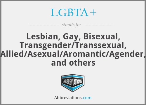 LGBTA+ - Lesbian, Gay, Bisexual, Transgender/Transsexual, Allied/Asexual/Aromantic/Agender, and others