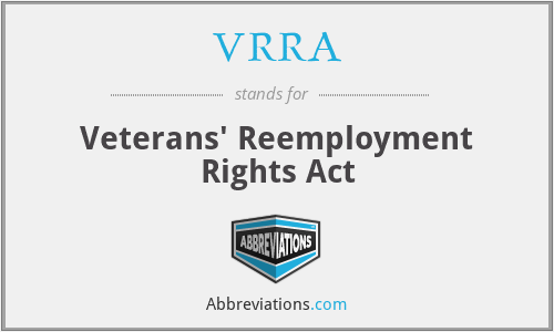 VRRA - Veterans' Reemployment Rights Act