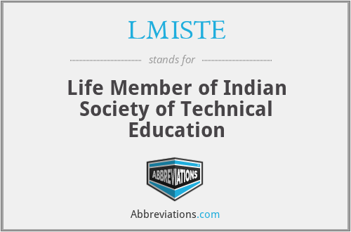 LMISTE - Life Member of Indian Society of Technical Education