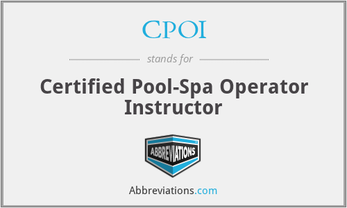 CPOI - Certified Pool-Spa Operator Instructor
