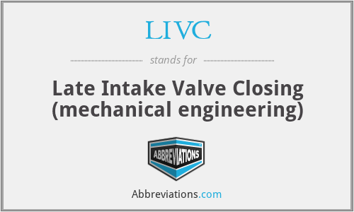 LIVC - Late Intake Valve Closing (mechanical engineering)