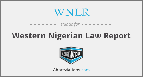 WNLR - Western Nigerian Law Report