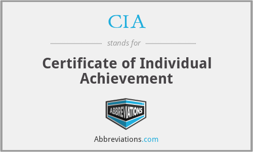 CIA - Certificate of Individual Achievement